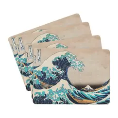 Zestaw 4 podkładek korkowych Hokusai - The Great Wave off Kanagawa (10 x 10 cm)