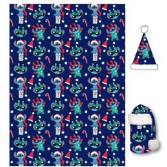 Koc flanelowy z czapką Disney Lilo i Stitch - Christmas Stitch (110x140cm)