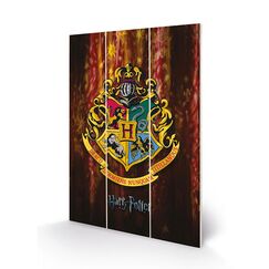 Nadruk na drewnie Harry Potter - Hogwarts Crest Wood Print 20x29.5cm