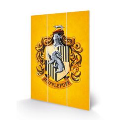 Nadruk na drewnie Harry Potter - Herb Hufflepuff Woord Print 20x29.5