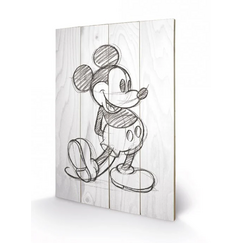 Nadruk na drewnie Disney - Mickey Mouse Black / White 40x59cm