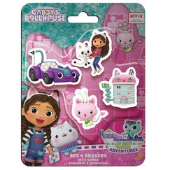 Zestaw 4 gumek do ścierania Koci domek Gabi