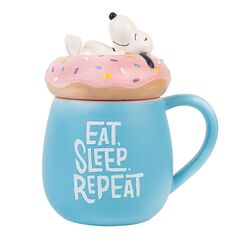 Duży kubek z pokrywką 3D Peanuts - Snoopy Eat, Sleep, Repeat (500 ml)