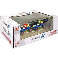 Zestaw 2 samochodzik&oacute;w z napędem Nintendo Mario Kart Pull & Speed 1/43 - Mario & Luigi
