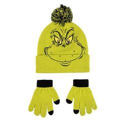 Zestaw czapka zimowa z rękawiczkami The Grinch