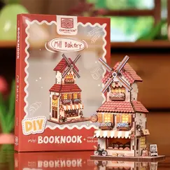 Drewniany model do składania Mini Book Nook - Magic Bookshelf (z magnesem)
