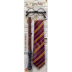 Przebranie Harry Potter - Okulary, różdżka i krawat