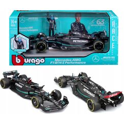 Model pojazdu z figurką Formuła 1 Bburago 1/24 -  Mercedes AMG z figurką George Russell