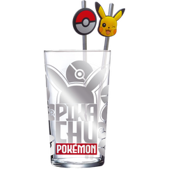 Szklanka Pokemon XXL - Pikachu (2 metalowe słomki)