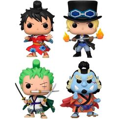 Zestaw 4 figurek One Piece POP! - Luffytaro, Sabo, Zoro, Jinbe (Special Edition GITD)
