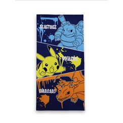 Ręcznik plażowy Pokemon - Blastoise, Pikachu i Charizard (70 x 140 cm)