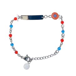 Bransoletka stalowa dziecięca Marvel Kapitan Ameryka (14+3 cm)