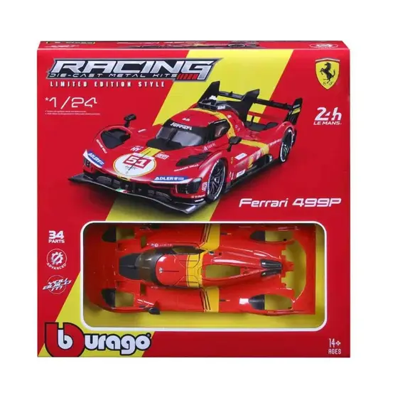 Model samochodu do złożenia Bburago 1/24 - FERRARI 499P LMH (2023 24H LE MANS CHAMPION)