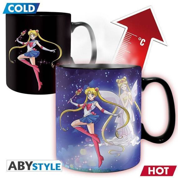 Duży kubek zmieniający kolor Czarodziejka z Księżyca - Sailor Moon & Chibi (460 ml)