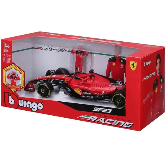 Model pojazdu z figurką Formuła 1 Bburago 1/24 - FERRARI SF-23 z figurką Charles Leclerc- Zdjęcie 2