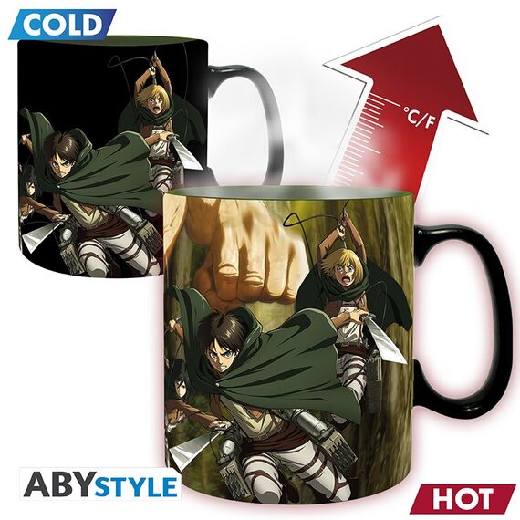 Duży kubek zmieniający kolor Attack on Titan - Titan Eren S3 (460 ml)