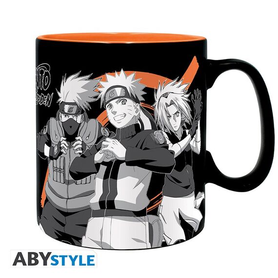 Duży kubek Naruto Shippuden - Bohaterowie (Skala szarości) (460 ml)