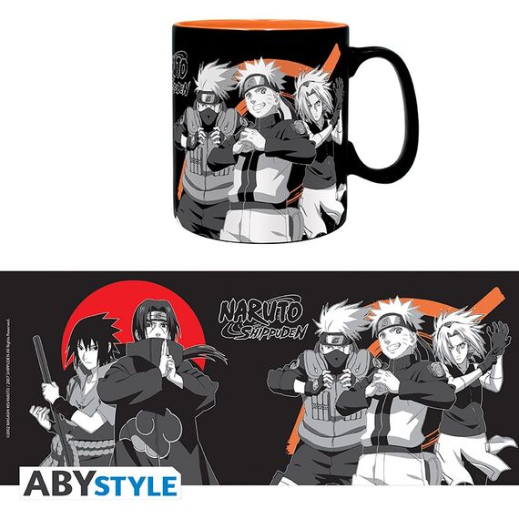 Duży kubek Naruto Shippuden - Bohaterowie (Skala szarości) (460 ml)- Zdjęcie 2