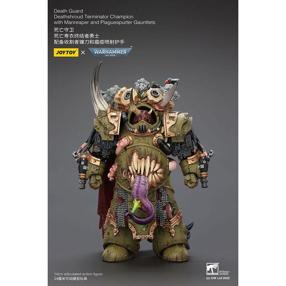 Figurka Warhammer 40k 1/18 - Death Guard Deathshroud Terminators Champion with Manreaper and Plaguespurter Gauntlets