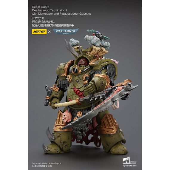 Figurka Warhammer 40k 1/18 - Death Guard Deathshroud Terminator 1 with Manreaper and Plaguespurter Gauntlet- Zdjęcie 6
