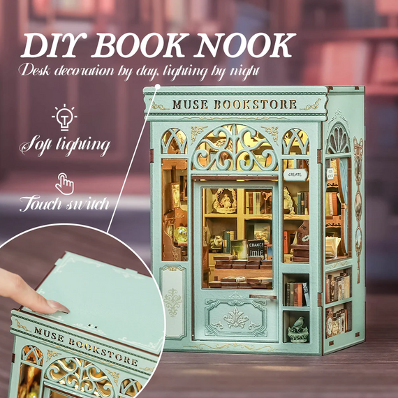 Drewniany model do sklejania Book Nook - Muse Bookstore- Zdjęcie 2