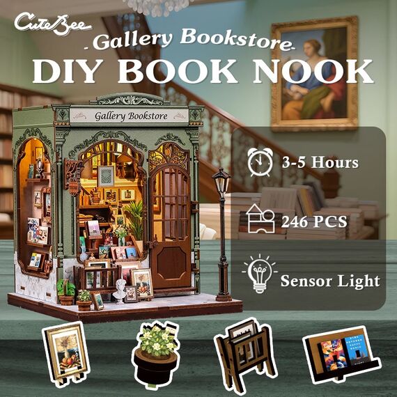 Drewniany model do sklejania Miniature House - Gallery Bookstore- Zdjęcie 2