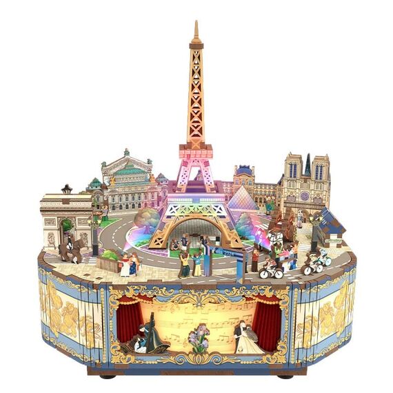 Drewniany model do sklejania / pozytywka Tonecheer Musical box - Romantic Paris- Zdjęcie 2