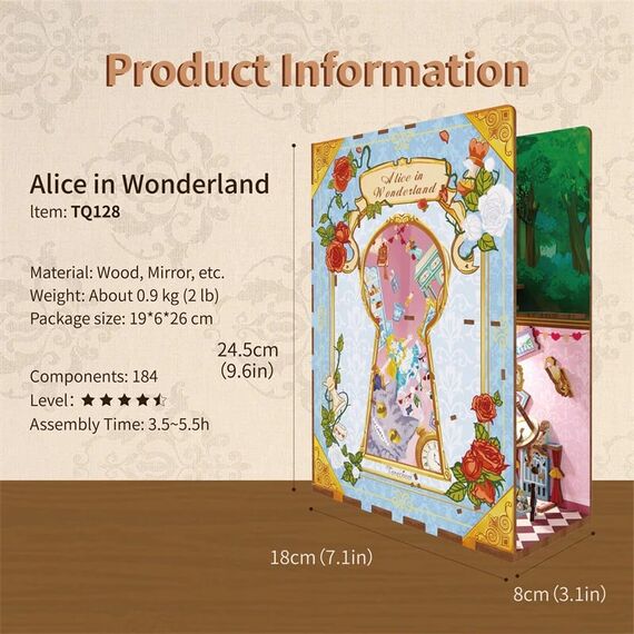 Drewniany model do sklejania Tonecheer Book Nook - Alice in Wonderland- Zdjęcie 8
