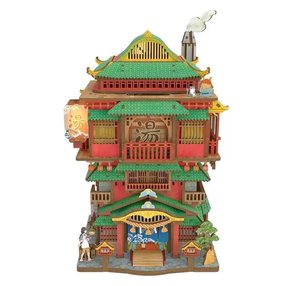 Drewniany model do sklejania Onsen Saga Desktop Storage