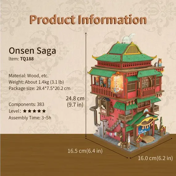 Drewniany model do sklejania Onsen Saga Desktop Storage- Zdjęcie 8