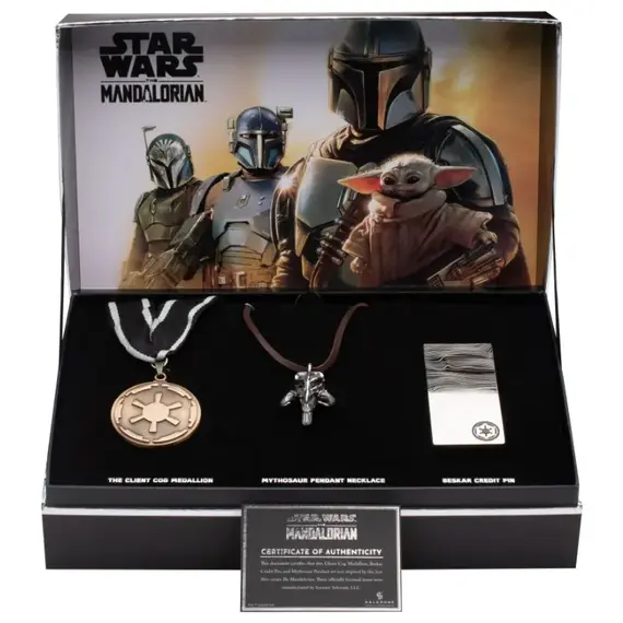 Repliki Star Wars: Mandalorian - Naszyjnik z Mitozaurem, Medal Imperium i Przypinka Beskar