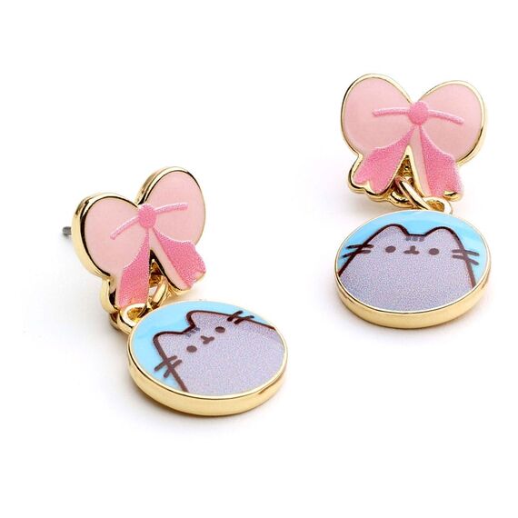 Kolczyki na sztyft Pusheen Pink Bows (pozłacane)- Zdjęcie 3