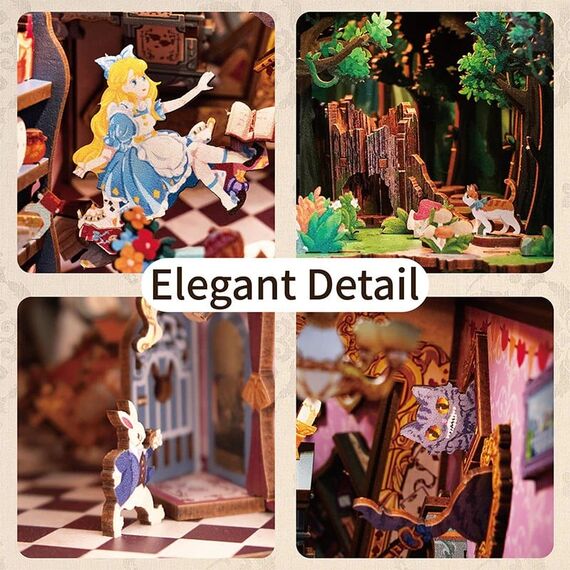 Drewniany model do sklejania Tonecheer Book Nook - Alice in Wonderland- Zdjęcie 7