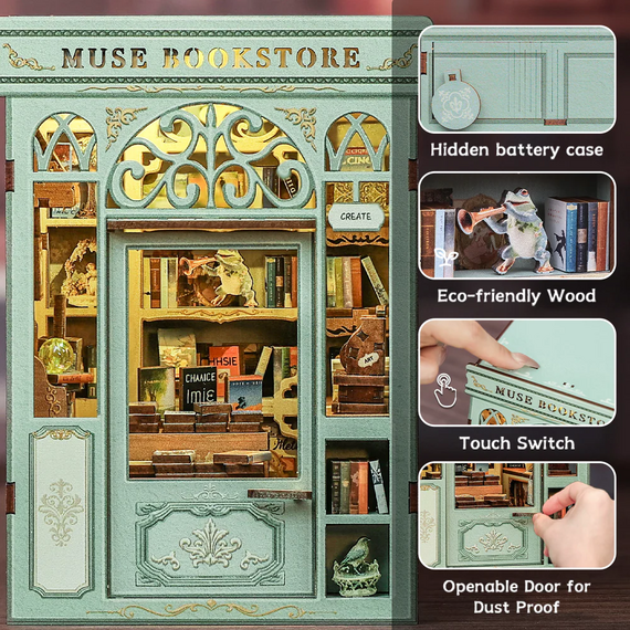 Drewniany model do sklejania Book Nook - Muse Bookstore- Zdjęcie 5