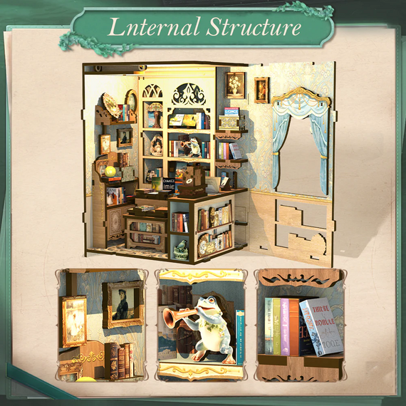 Drewniany model do sklejania Book Nook - Muse Bookstore- Zdjęcie 7