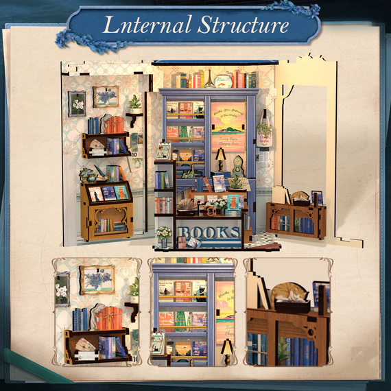 Drewniany model do sklejania Book Nook - Literature Bookstore- Zdjęcie 7
