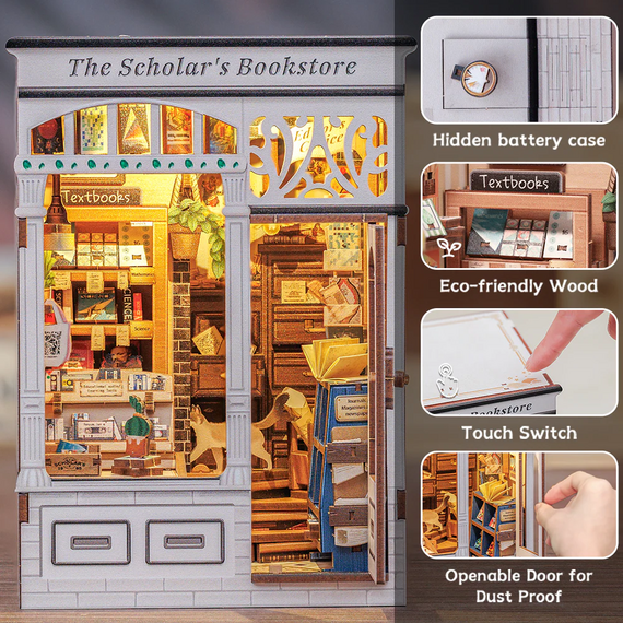 Drewniany model do sklejania Book Nook - The Scholar's Bookstore- Zdjęcie 5