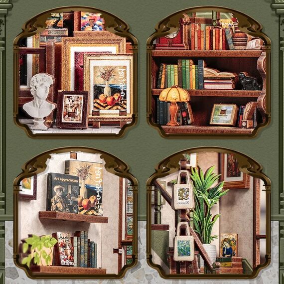 Drewniany model do sklejania Miniature House - Gallery Bookstore- Zdjęcie 9