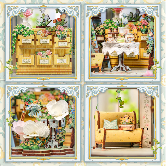 Drewniany model do sklejania Miniature House - Windsor Flower House- Zdjęcie 9