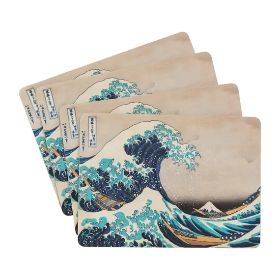 Zestaw 4 podkładek korkowych Hokusai - The Great Wave off Kanagawa (10 x 10 cm)