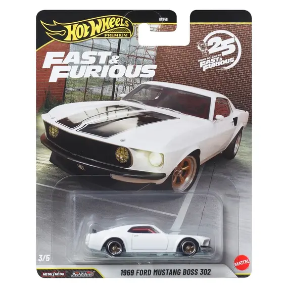 Model pojazdu Hot Wheels Premium 1/64 - 1969 Ford Mustang Boss 302 (Szybcy i Wściekli) (JHW72)