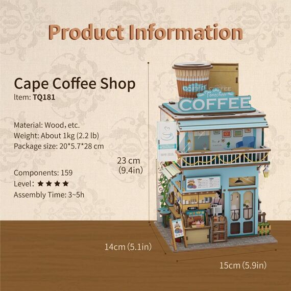 Drewniany model do sklejania Tonecheer - Cape Coffee Shop- Zdjęcie 5