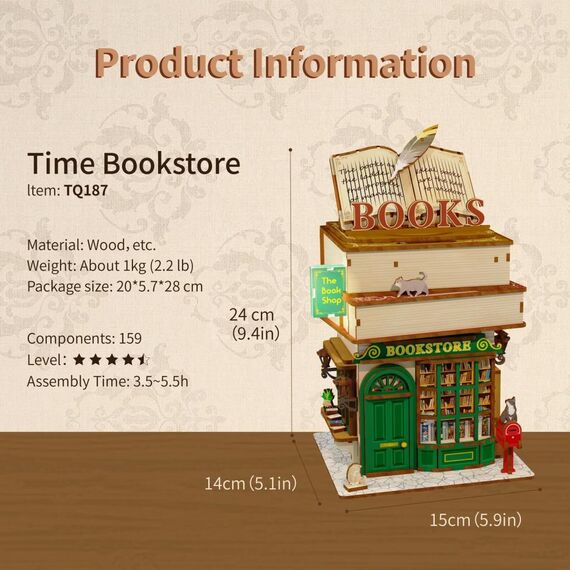 Drewniany model do sklejania Tonecheer - Time Bookstore- Zdjęcie 5