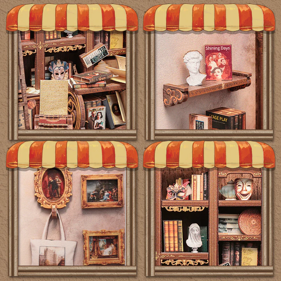 Model do sklejania Miniature House - Drama Bookshop (253 elementów + LED)- Zdjęcie 6