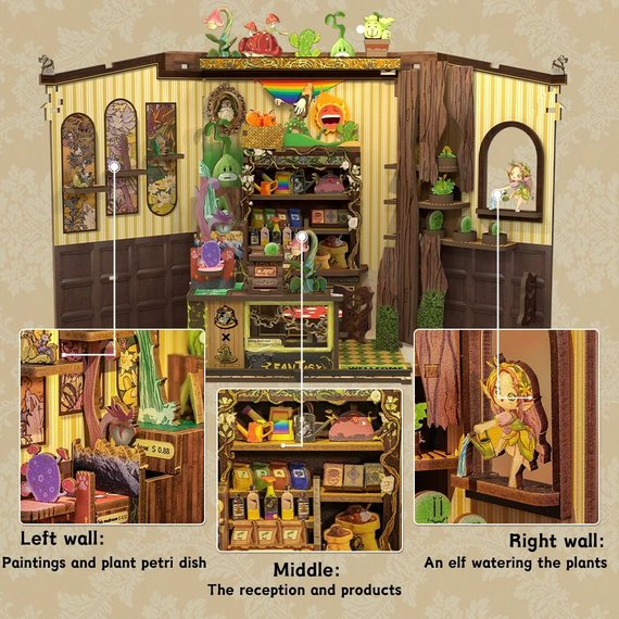 Model do sklejania Miniature House - Fantacy Plant Shop (146 elementów + LED)- Zdjęcie 4