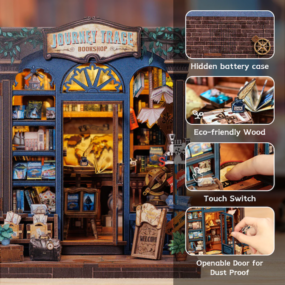 Model do sklejania Miniature House - Journey Trace Bookshop (241 elementów + LED)- Zdjęcie 4