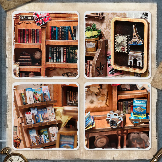 Model do sklejania Miniature House - Journey Trace Bookshop (241 elementów + LED)- Zdjęcie 5