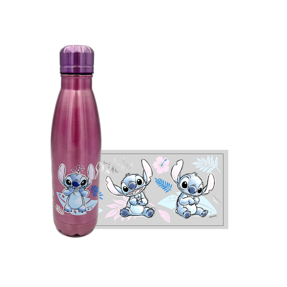 Butelka metalowa Disney Stitch - Watercolor Metalic Pink