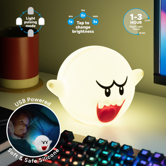 Lampka Super Mario SquishyGlo - Boo 15cm