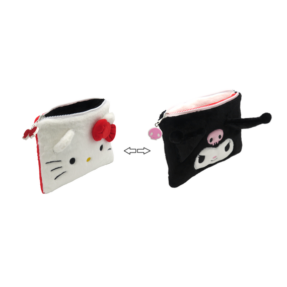 Dwustronna kosmetyczka futrzana Hello Kitty & Kuromi